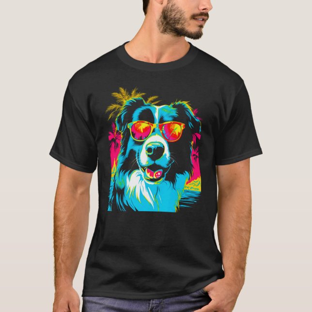 Camiseta Border Collie Dog Sunglasses (Frente)