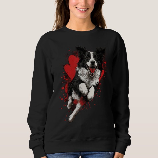 Camiseta Border Collie Love Heart Valentines Day Border Col (Frente)