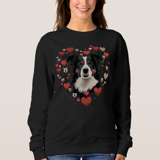 Camiseta Border Collie Love Heart Valentines Day Border Col (Frente)
