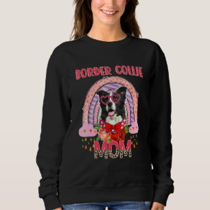 Camiseta Border Collie Mãe Cute Rainbow Rainlyn Dog Mãe's