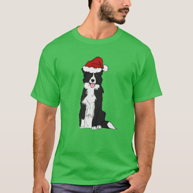 Camiseta Border Collie Natal retrô (Frente)