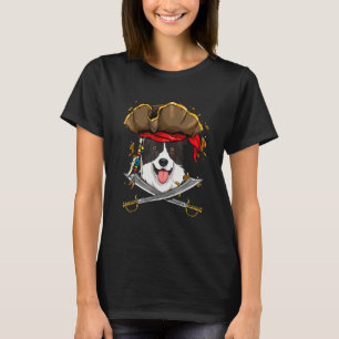 Camiseta Border Collie Pirata Crianças Cachorro Pirata Abób