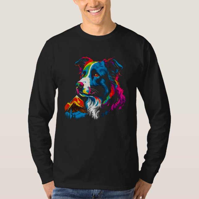 Camiseta Border Collie Pop Art (Frente)