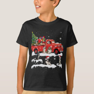 Camiseta Border Collie Riding Red Truck Feliz Natal X-m