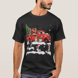 Camiseta Border Collie Riding Red Truck Feliz Natal X-m