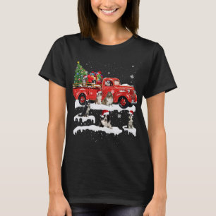 Camiseta Border Collie Riding Red Truck Feliz Natal X-m