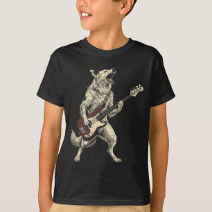 Camiseta Border Collie Rock Engraçado Tocando Violão Cão Re