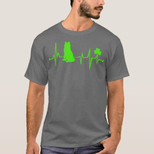 Camiseta Border Collie Shamrock Heartbeat Dia de São Patríc