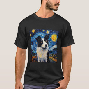 Camiseta Border Collie Starry Night Para Cachorro Mãe Pai