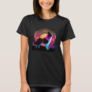 Camiseta Border Collie Synthwave Estética Retrowave dos Ano
