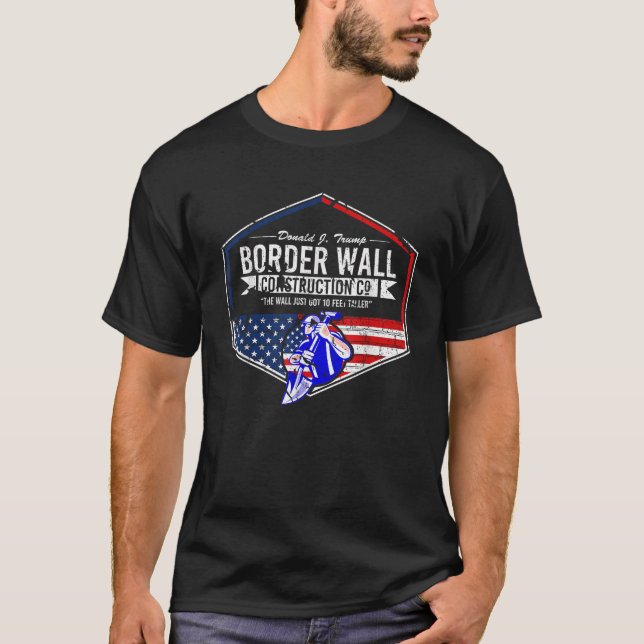 Camiseta Border Wall Construction Co Donald J Trump EUA (Frente)