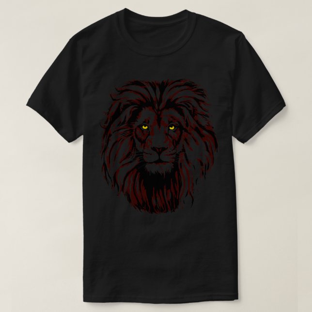 Camiseta Borgonha Colorida Lion Head (Frente do Design)