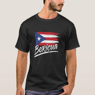 Camiseta Boricua Bandeira Porto-Riquenha Script Latino Engr