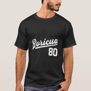 Camiseta Boricua Número 80 Porto Rico Baseball Estilo Spani