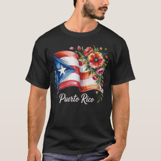Camiseta Boricua Pride Floral Puerto Rican Flag Watercolor