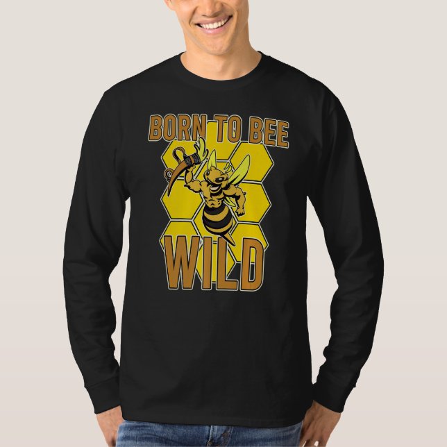 Camiseta Born Bee Wild Yellow Insect Farmland Honeybee Hone (Frente)