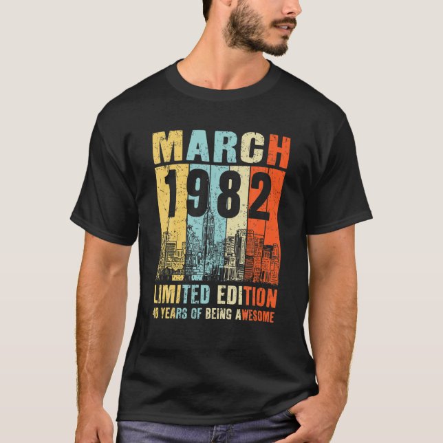 Camiseta Born In 1982 - 40Th Bday Limited Edition Retro Mar (Frente)