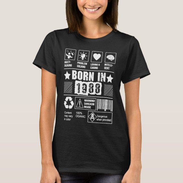 Camiseta Born In 1988 Multi tasking Problem Solving Loving  (Frente)