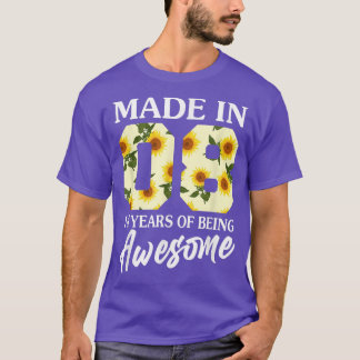 Camiseta Born in 2008 14 Year Old 14th Birthday Girls Teens