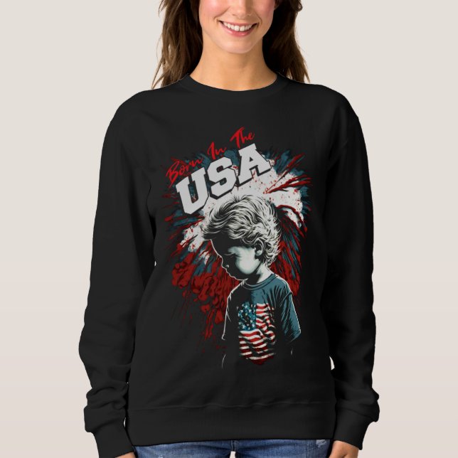 Camiseta Born in the USA Fireworks and Child Patriotic July (Frente)