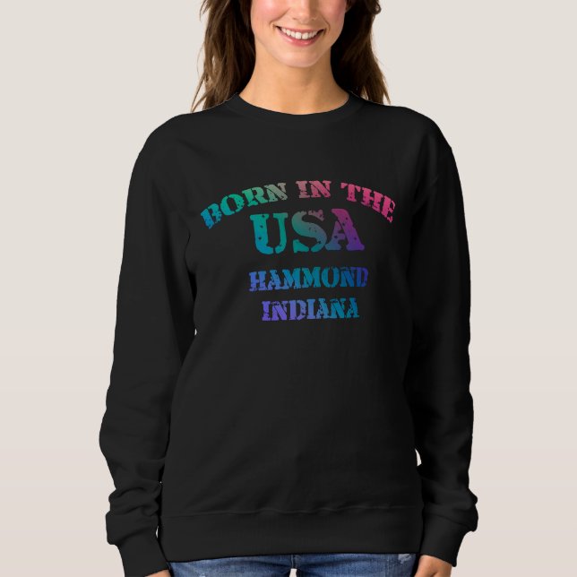Camiseta Born in the USA Hammond Indiana distressed look de (Frente)
