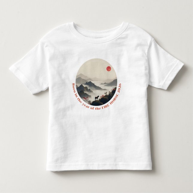Camiseta Born in Year of the Horse 2026 Chinese Mountain  (Frente)