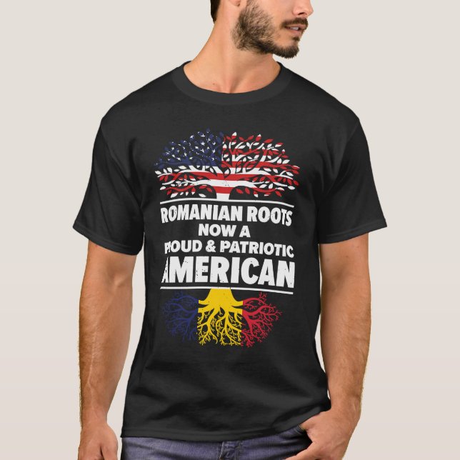 Camiseta Born Romanian Romania American USA Citizenship (Frente)