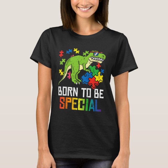 Camiseta Born Special Dinosaur Kids Boys Toddler Autism Awa (Frente)