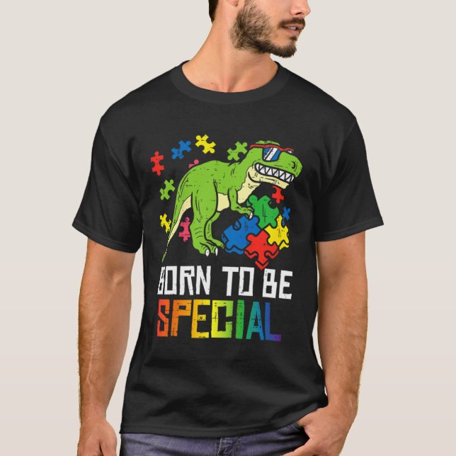 Camiseta Born Special Dinosaur Kids Boys Toddler Autism Awa (Frente)