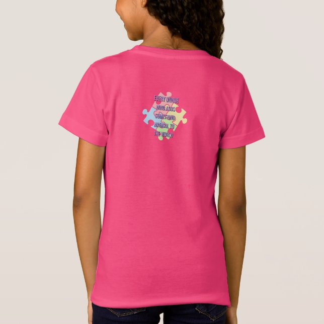 Camiseta Born to Be Unique Cute Dragon - Autism Awareness (Verso)