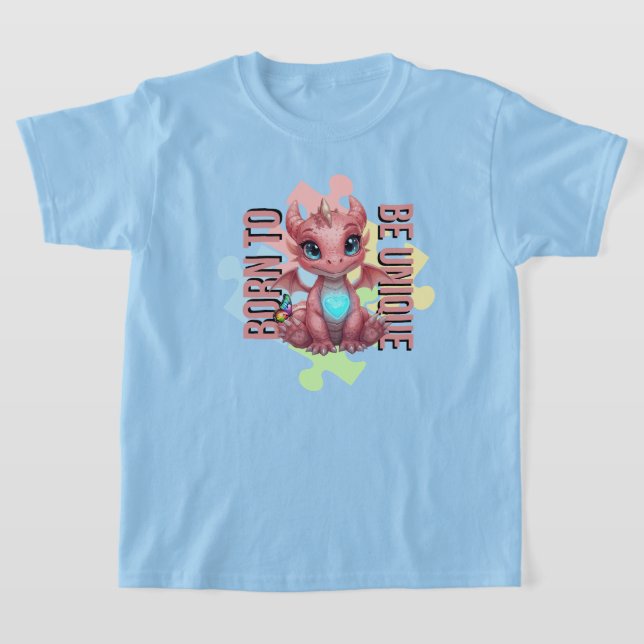 Camiseta Born to Be Unique Cute Pink Dragon– Inspirational  (Postura )