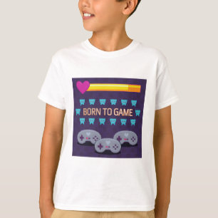 Camiseta Born to Game - Arte Pixel Retro de 8 Bits