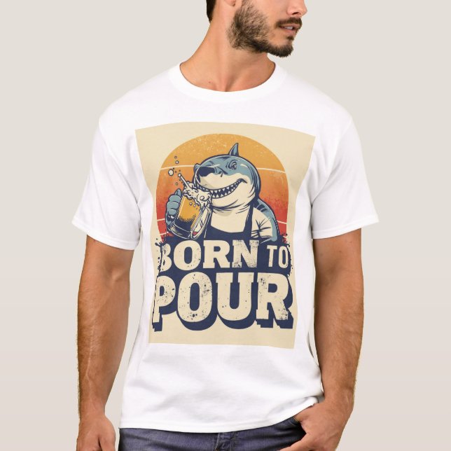 Camiseta Born To Pour Shark Bartender Shirt (Frente)