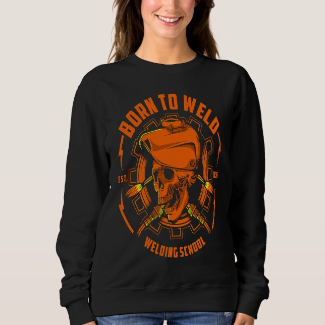 Camiseta Born To Weld  Skull Arc Welder Mig & Tig Welding F (Frente)