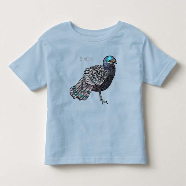 Camiseta Bornean peacock-pheasant bird cartoon illustration (Frente)