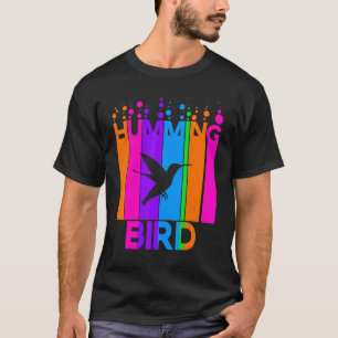 Camiseta Borracha Arco-Íris De Pássaro Humming Com Silhoule