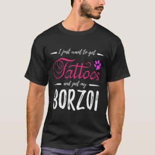 Camiseta Borzoi Dog Lover Tattoo Engraçado Cachorro Mãe Dom