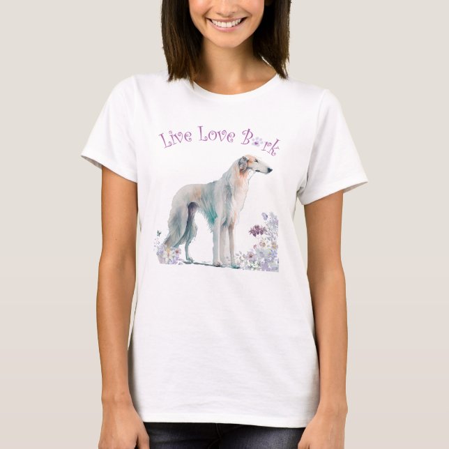 Camiseta Borzoi Dog Mãe Floral (Frente)