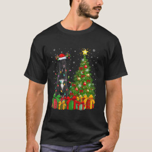 Camiseta Borzoi Dog Xmas Tree Lighting Santa Hat Borzoi Chr