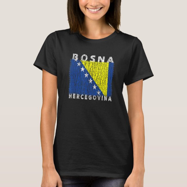 Camiseta Bosnia and Herzegovina Flag Used Look  For Bosnian (Frente)