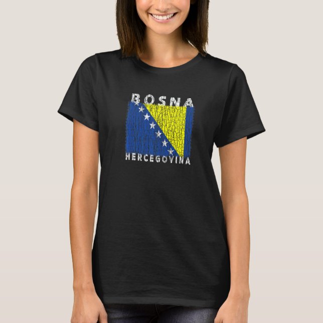 Camiseta Bosnia and Herzegovina Flag Used Look For Bosnians (Frente)