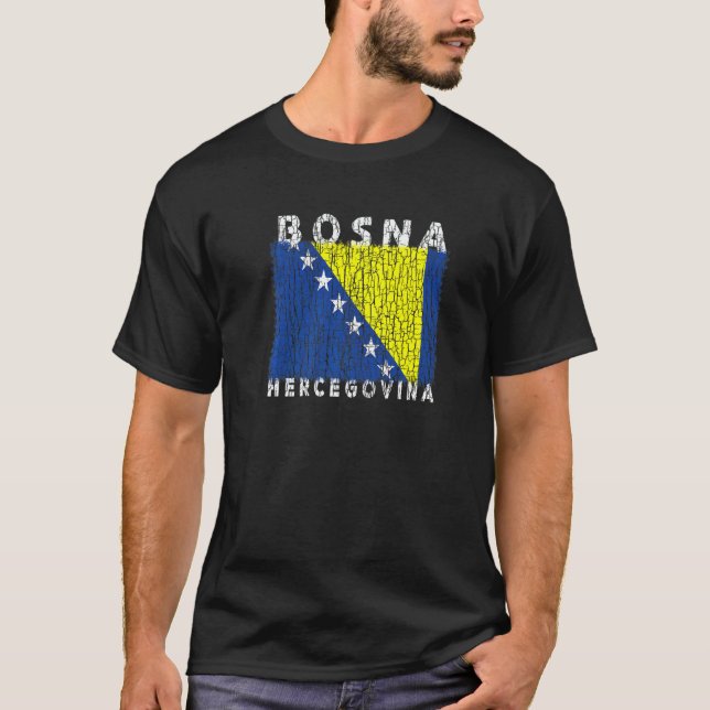 Camiseta Bosnia and Herzegovina Flag Used Look For Bosnians (Frente)