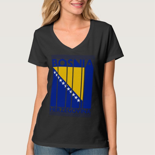 Camiseta Bosnia and Herzegovina  Vintage Bosnian Flag (Frente)