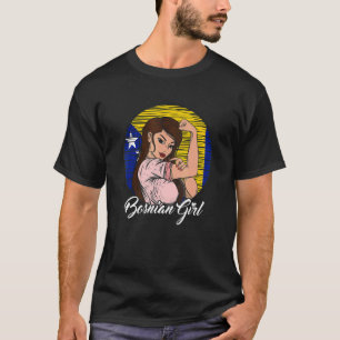 Camiseta Bósnio Flag Bósnia e Herzegovina Bosnian Girl