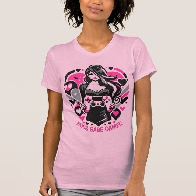 Camiseta Boss Babe Gamer Shirt Girl Power Gaming (Frente)