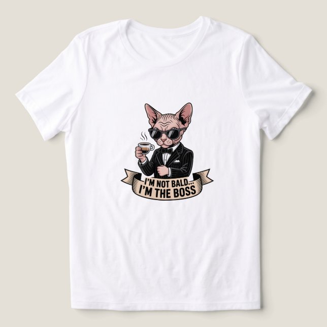 Camiseta Boss Sphynx Cat Coffee Illustration (Design frontal)
