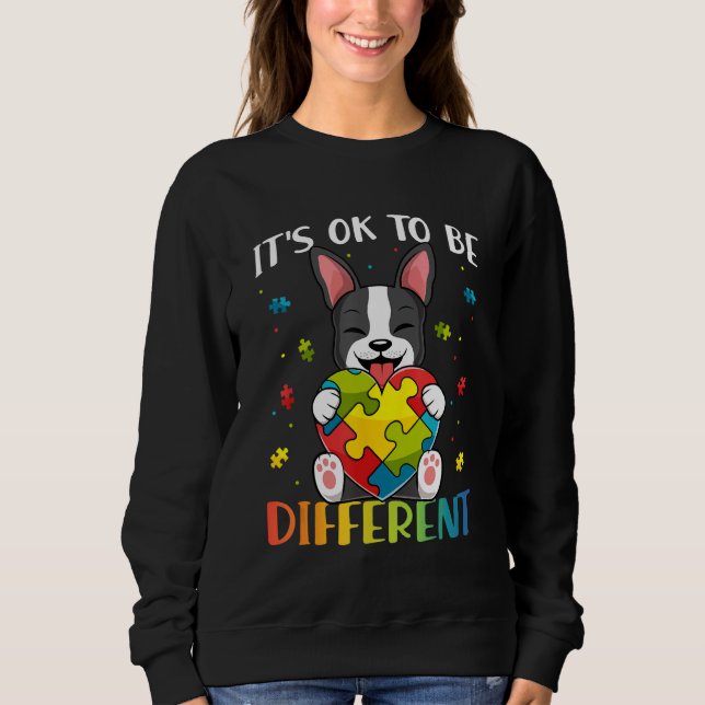 Camiseta Bostie Dog Autism Awareness It's OK To Be Differen (Frente)