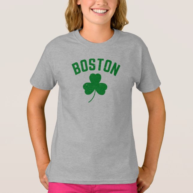 Camiseta Boston Green Lucky Shamrock (Frente)