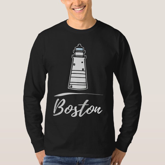 Camiseta Boston lighthouse Massachusetts Raglan Baseball (Frente)
