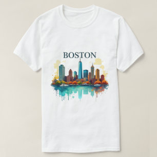 Camiseta Boston Ma Cidade Aquarela do Horizonte de Boston
